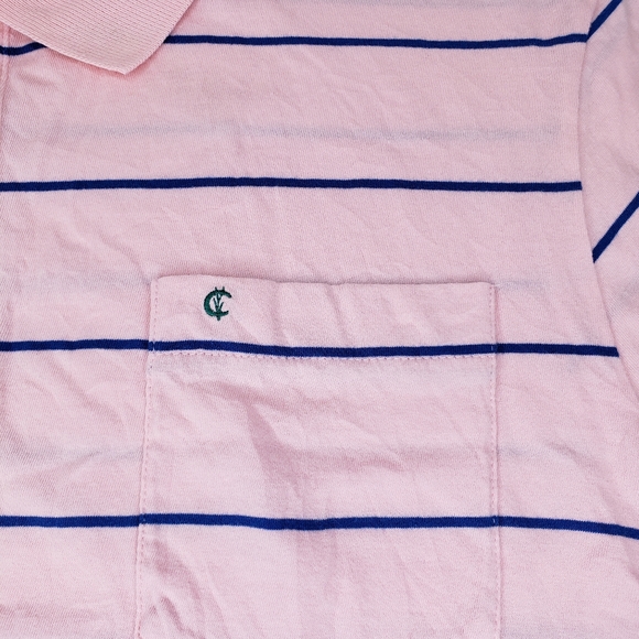 Criquet Mens XL Extra Large Pink & Blue Short Sleeve Polo Shirt Organic Cotton - Picture 2 of 10